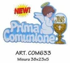 x Decorazione Scritta In Polistirolo Prima Comunione Maschile 38x23x5cm bal