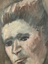 Bella Pittura Olio Antico Su Cartone Ritratto Uomo 1950 Dominic Avetrani