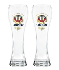 2 Pezzi Bicchieri Birra Bianca Erdinger Edizione Esclusiva 0,50L - Set Bicchiere Grano