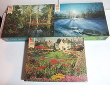 Lotto 3 puzzle sigillati NOS anni 70 Milton Bradley 1500 pz Super Challenge Winter Morn