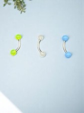 Trè Piercing da Ombelico in Acciaio chirurgico Banana mm. 1,6x10 Colori assortit