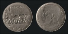 50 CENTESIMI 1921 LEONI RIGATO
