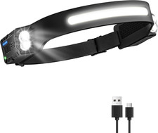 Torcia Frontale LED Ricaricabile, Lampada Frontale 400 Lumen, 8 Modalità Luce, S