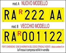 ADESIVO SERIE COMPLETA LETTERE ADESIVE TARGA RIPETITRICE AUTO CARAVAN RIMORCHIO