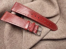 Cinturino 22 mm artigianale Pelle Di Capra Rosso Fibbia 18 mm Italy (221813)