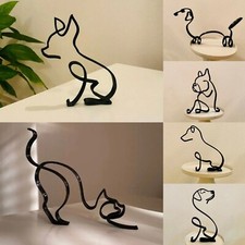 Statua cane gatto metallo arte astratta moderna scultura ornamenti arredo casa ufficio