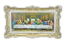 STAMPA SU CARTA TELATA ULTIMA CENA LEONARDO DA VINCI CORNICE BAROCCA CM 96x56