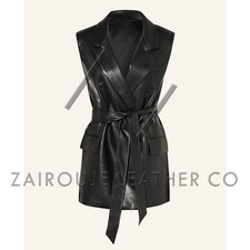 Womens Leather Vest In Black