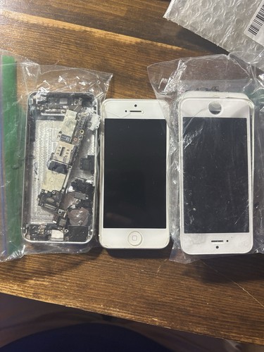 Three white iphone parts - white, 5