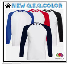 MAGLIA T-shirt Baseball maniche lunghe100% cotone Fruit of the Loom 