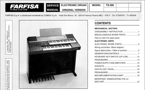 Farfisa 600 service manual - service,