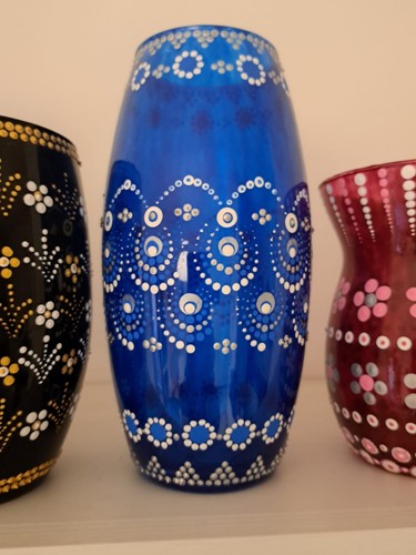 Vaso vetro decorato mano - di,