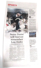 LOU HOLTZ DEATH NOTRE DAME
