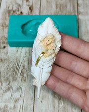 Stampo Natività su Piuma 9x3 CM in silicone per creazioni in resina, gesso, fimo