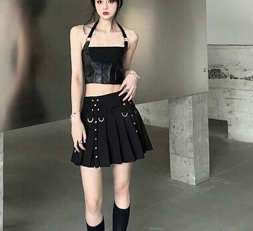 Top donna sexy look pelle - , crop