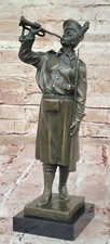 Scultura In Bronzo Statua Soldato Guerriero Eroe Militare Arte Deco Marmo