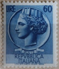 ITALIA REPUBBLICA Italy 1953 Siracusana 60 L. fil. ruota MNH Sass#717 CV50 SPL