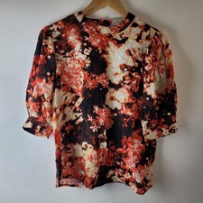 Camicetta Silvian Heach donna taglia 44 arancione rossa stampa floreale casual elegante carriera