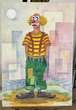 Quadro ad olio su tela di Lino Barra 70x100 cm “Clown” “Pagliaccio”