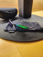 Occhiali da sole uomo Oakley Whisker ovali montatura metallo nero lenti polarizzate prizm verdi!