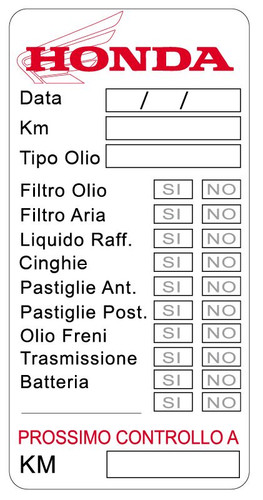Adesivi tagliando honda - 25,
