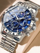 Orologio sportivo impermeabile da uomo, cronografo, orologio da uomo in acciaio