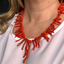 CIONDOLO VITTORIANO ARGENTO 925 E RAMO DI CORALLO NATURALE MADE IN ITALY 