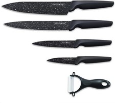 Set 5 Coltelli Cucina in Ceramica Nero Pelapatate Qualità Extra Moderni Affilati
