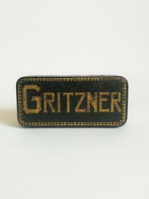 Antica scatola latta nera macchina da cucire Gritzner raro barattolo vintage