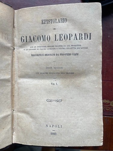 Leopardi epistolario vol i - leopardi, vol.