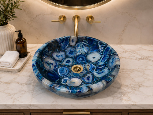 Lavabo tondo agata blu - in,