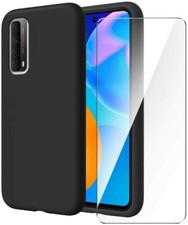 COVER CUSTODIA PER HUAWEI P SMART 2021 + PELLICOLA VETRO TEMPERATO  NERO OPACO