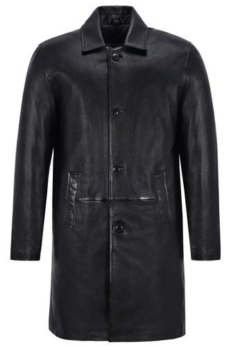 Cappotto pelle nero fino - cappotto, in