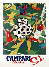 Poster Campari soda Sì di Ugo Nespolo ai Mondiali di calcio 1990