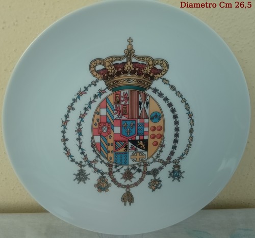 Piatto ceramica stemma regno - ceramica,
