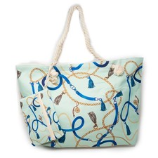 Borsa verde da spiaggia mare grande estiva donna ragazza in tessuto tela spalla