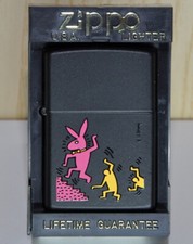 Accendino Zippo Keith Haring Pop Art Bunny on move 1999 Black Mate