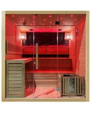 Sauna finlandese sei posti 200x180cm, cromoterapia, ozono, radio legno hemlock S