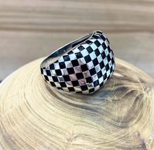 Chess checkered men ring 925 - chess,