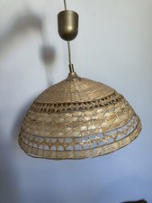 Coppia Lampadari In Vimini Vintage