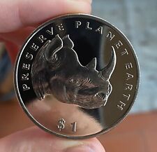 1 DOLLARO 1994 ERITREA RINOCERONTE PRESERVARE IL PIANETA FONDI A SPECCHIO UNC