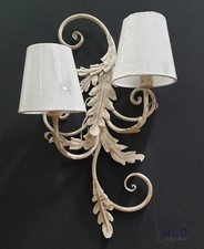 Applique a 2 luci e14 stile shabby lampada grande da parete in ferro battuto