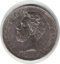 1871 SDM 5 PESETAS (AMADEO I) ESPAÑA, MADRID.