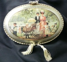 Quadro stampa su ceramica donne con bambini passeggino abiti epoca rinascimento