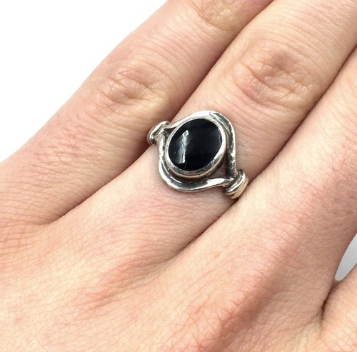 Anello argento 925 onice - argento,
