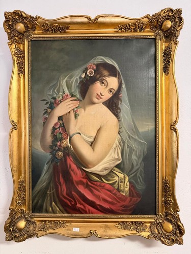 Dipinto antico olio tela - antico, su