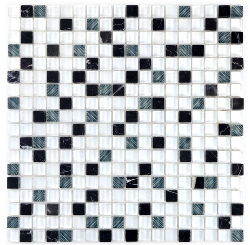 Mosaico bianco grigio specchio - bianco,