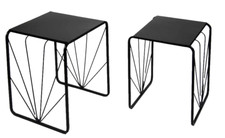 SET 2 TAVOLINI TAVOLO METALLO DIVANO SALOTTO CAFFè MODERNO CLASSICO H42/39 cm