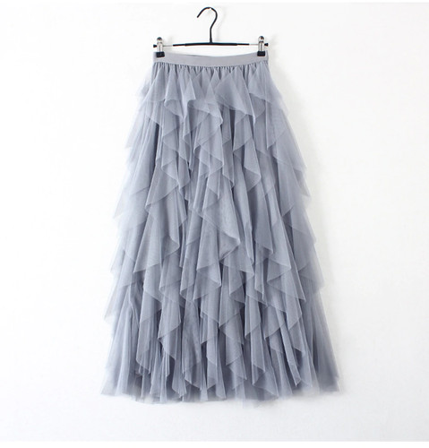 Gonna lunga balze tulle pieghe - gonna,
