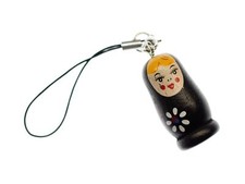 Matrioska Babushka Handy Pendente Pupa Russa Legno Campana Nera